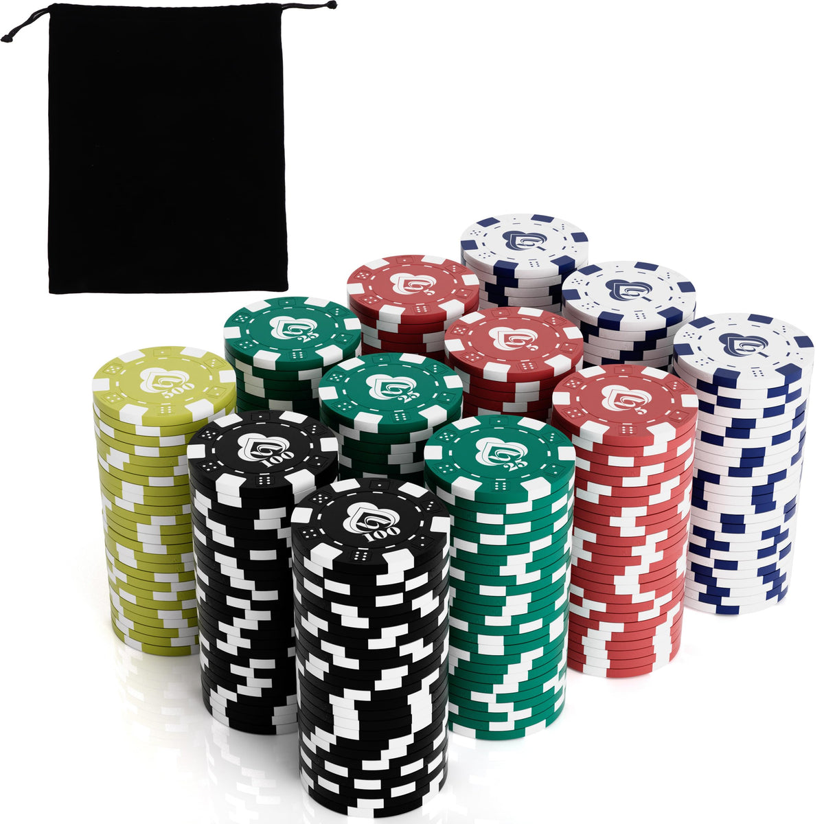 LUOBAO blackjack-weight chips matching standard casino feel.