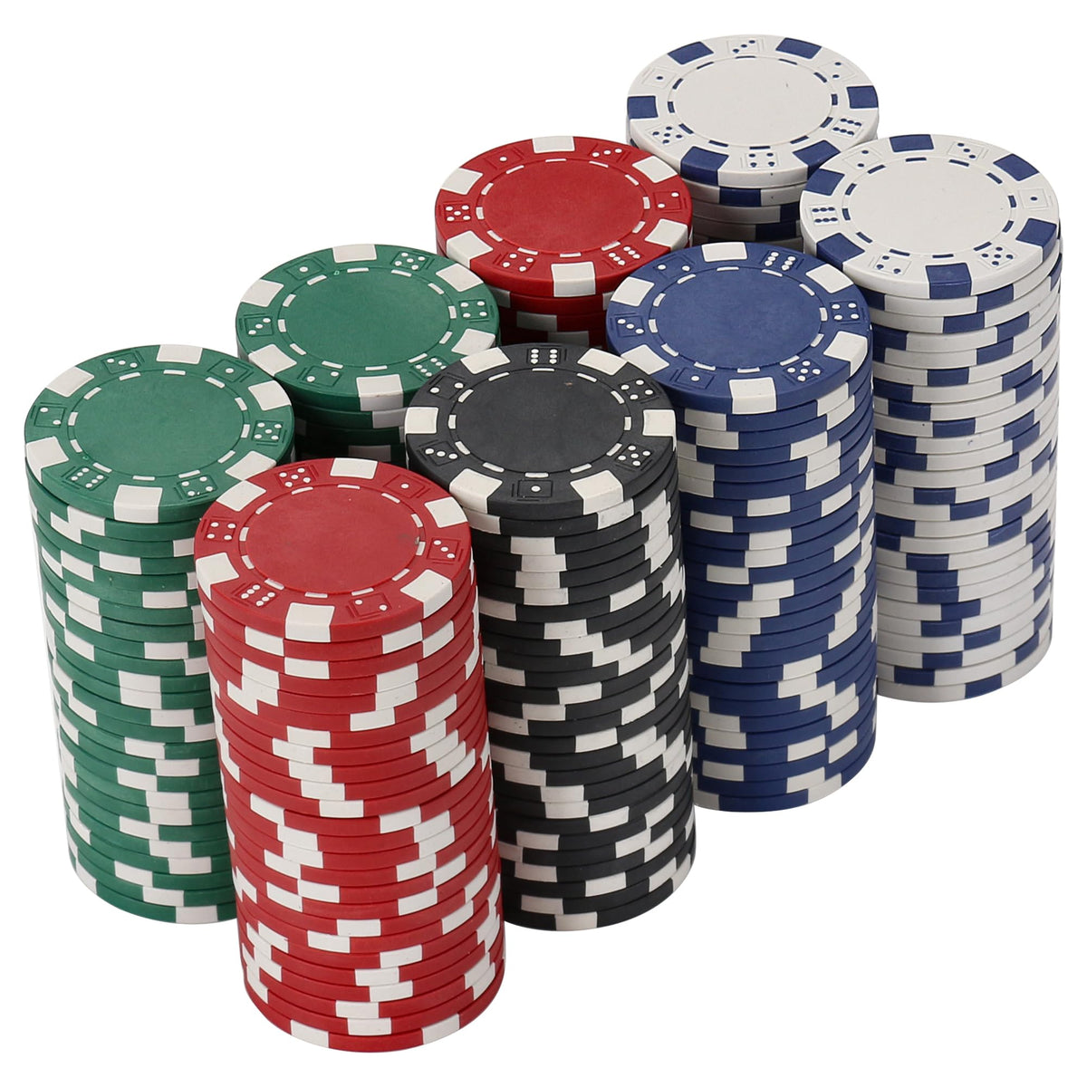 LUOBAO Texas Hold’em set with color-coded chips for home games.