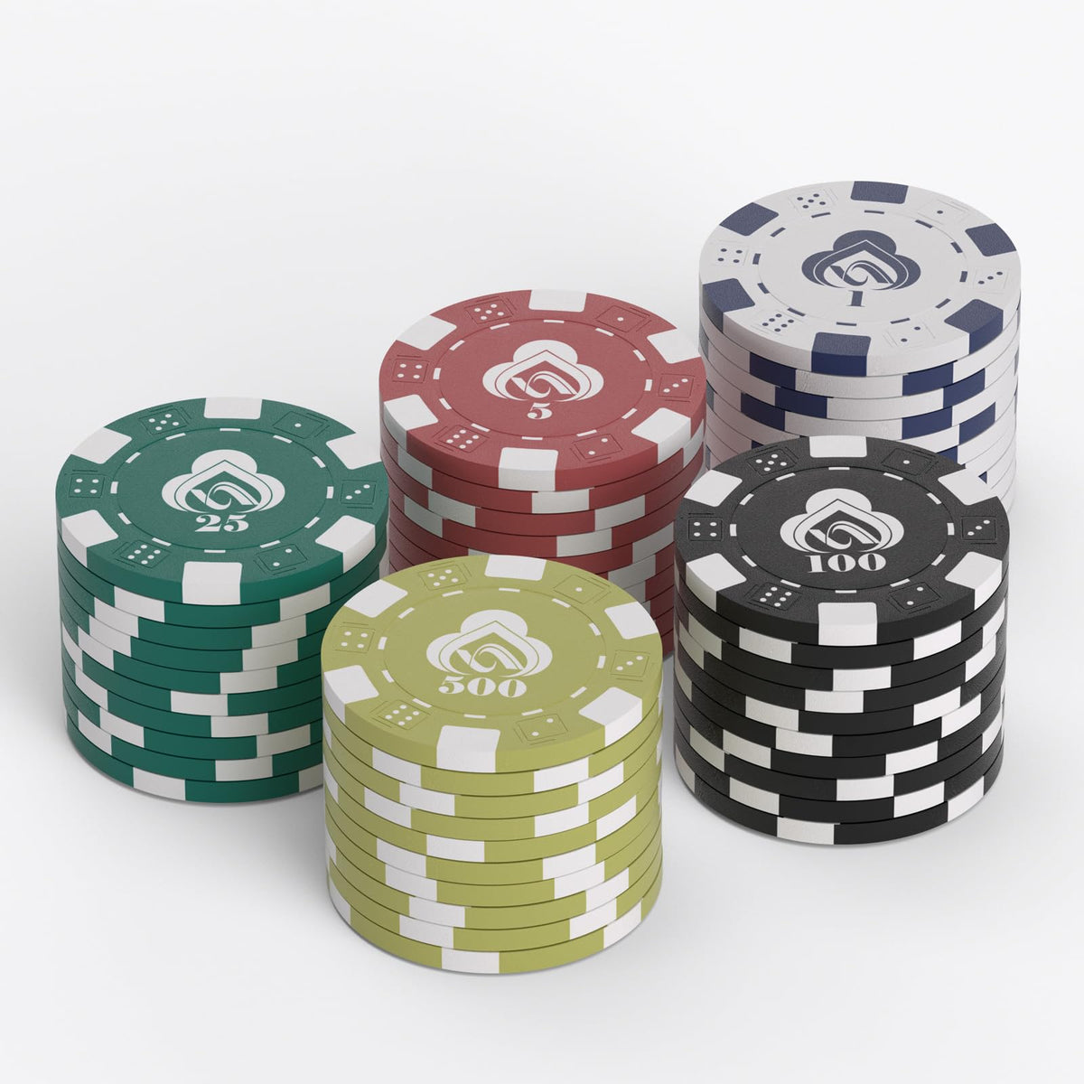 LUOBAO bulk poker chips arranged for easy setup.