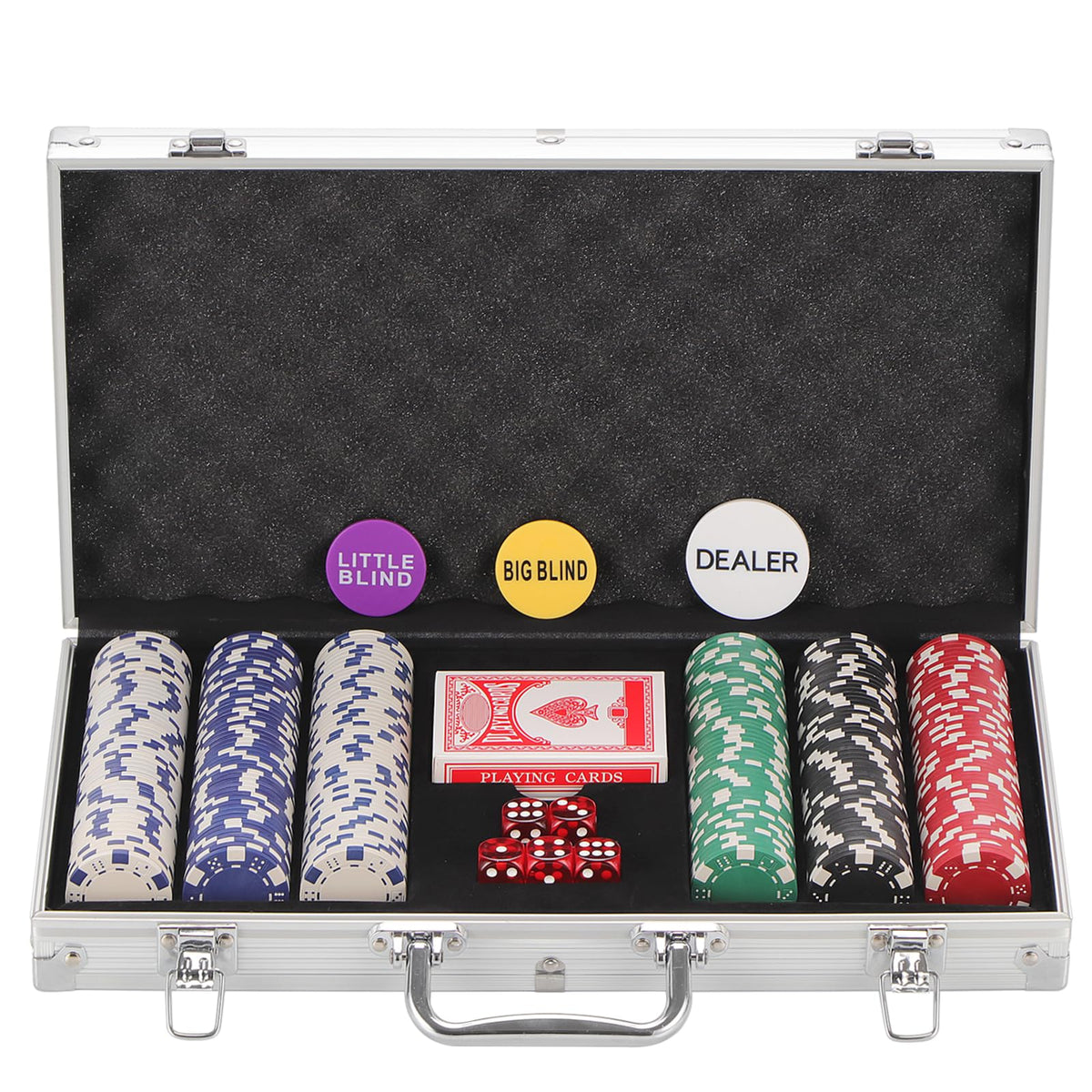 LUOBAO poker chips 300-count in a case for portable home games.