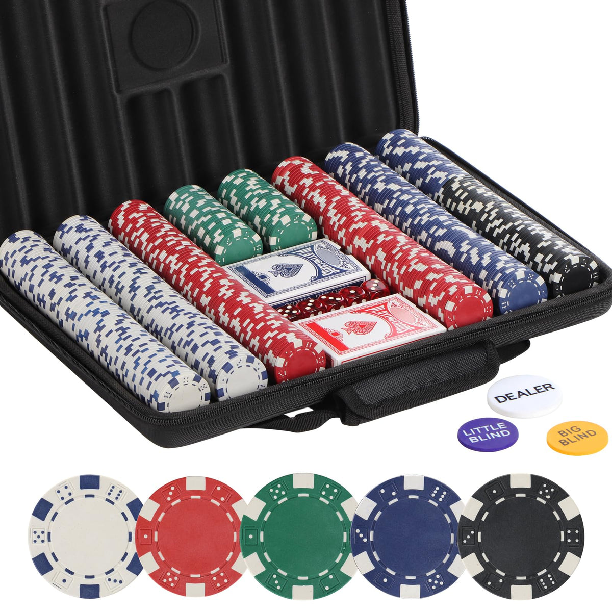 LUOBAO poker chips set in open briefcase for portable play