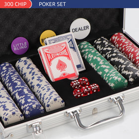 LUOBAO poker chips in aluminum case for durable on-the-go play.