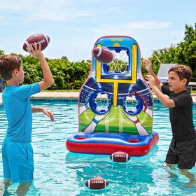 Luottis inflatable football toss pool set overview showing family-friendly, versatile summer fun.
