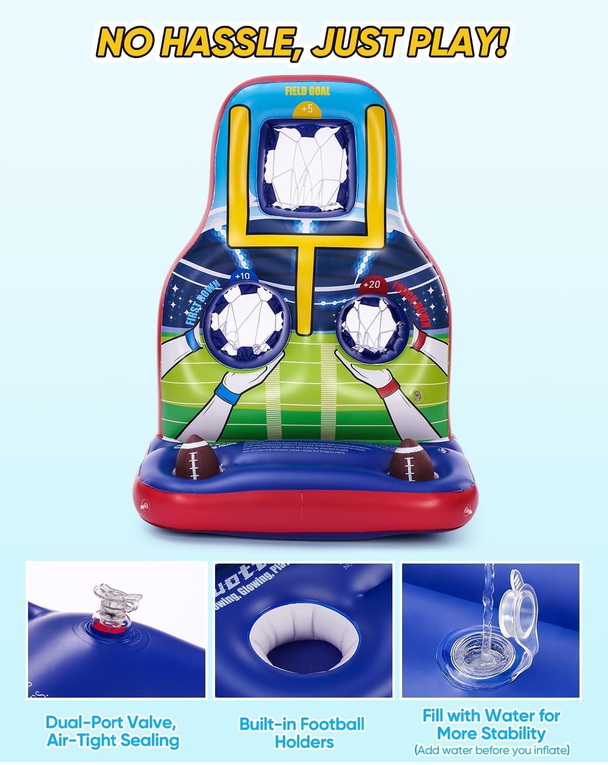 Luottis outdoor party scene emphasizing pool, beach, and lawn play.