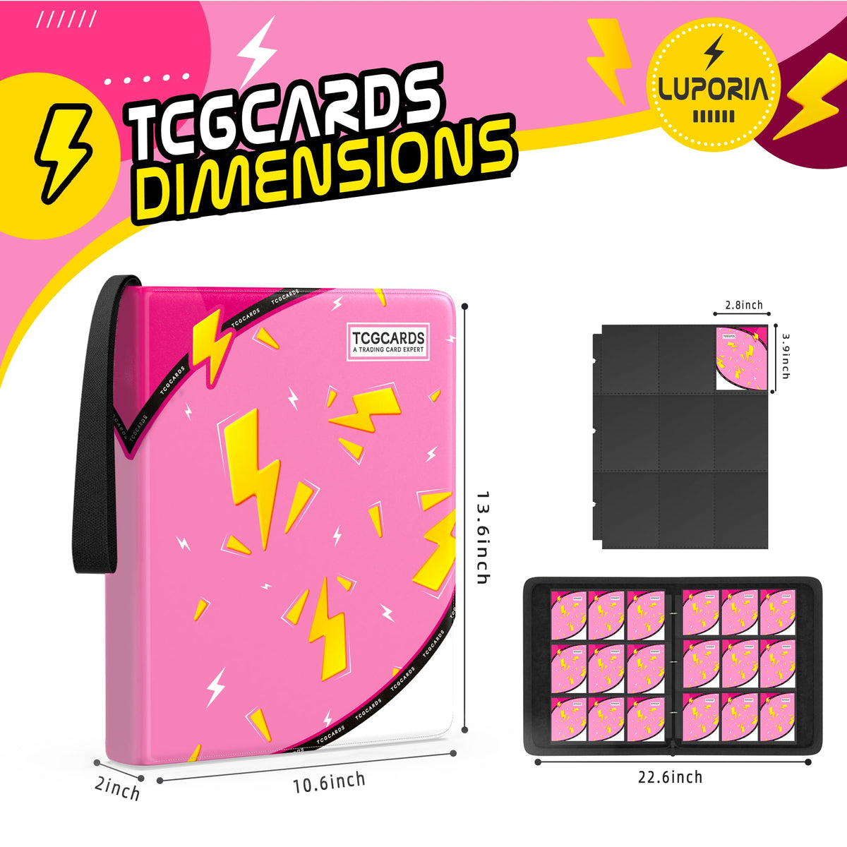 Luporia binder with 50 removable sleeves pages for expansion.