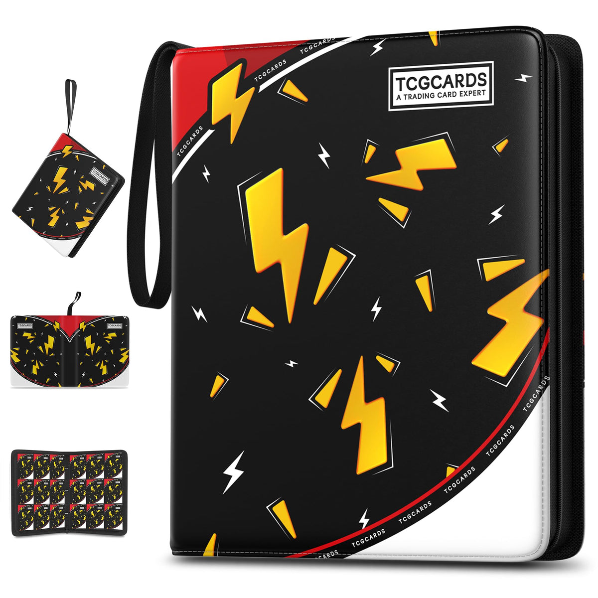 Luporia trading card binder open view with 900-pocket capacity for easy access