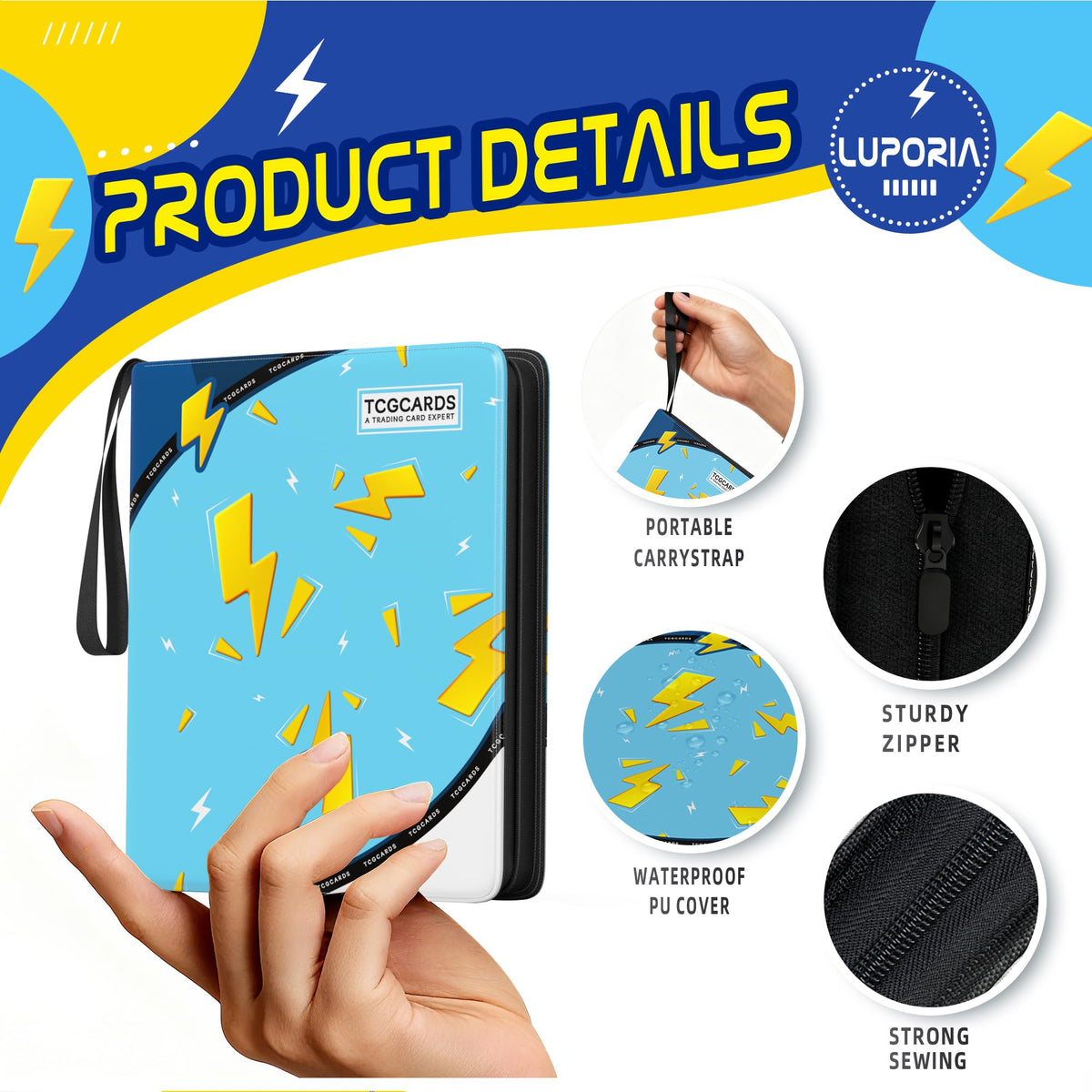 Luporia zipper closure protects cards from dust and moisture during transport.