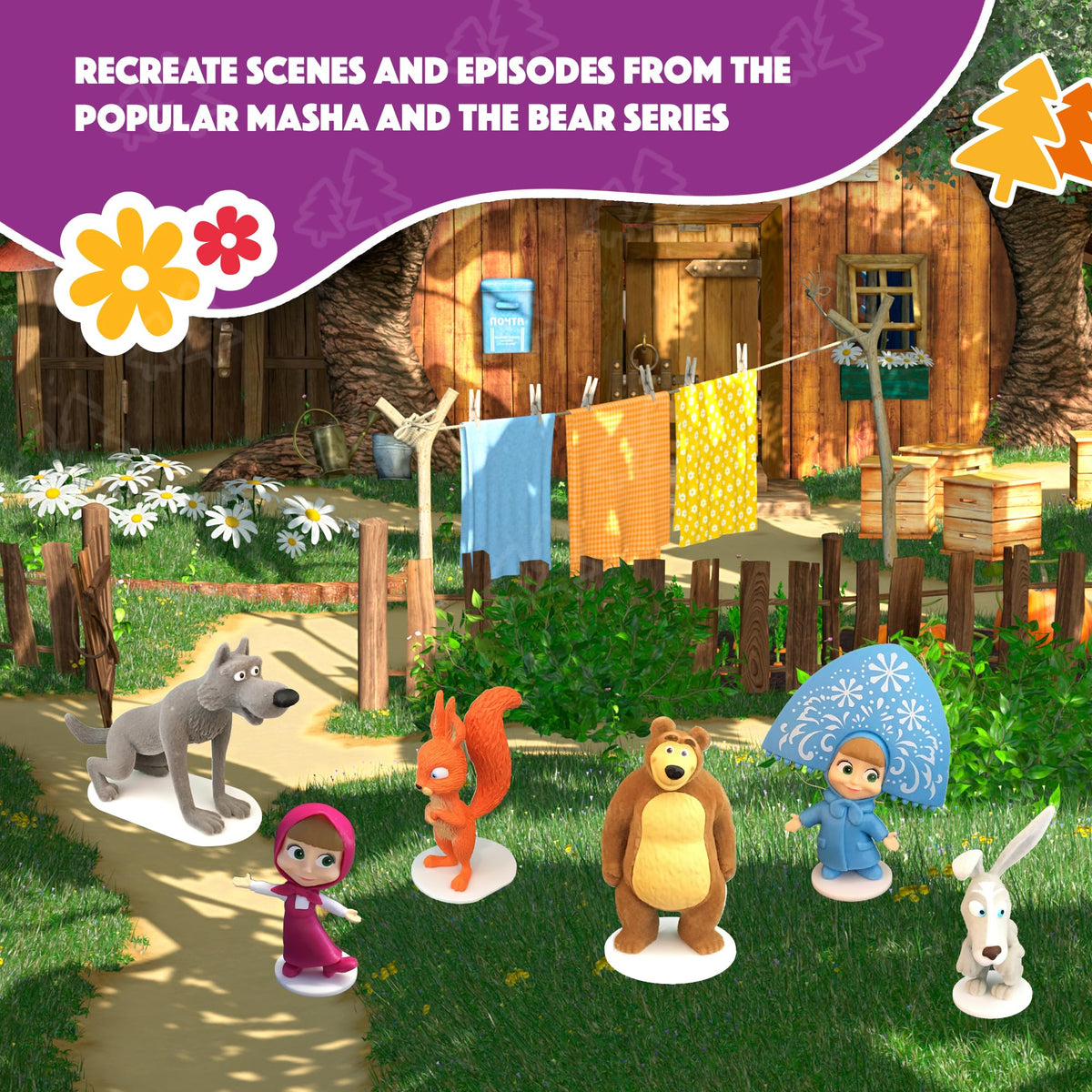 LUPPA Masha and the Bear velvet finish figurines invite display and casual play.