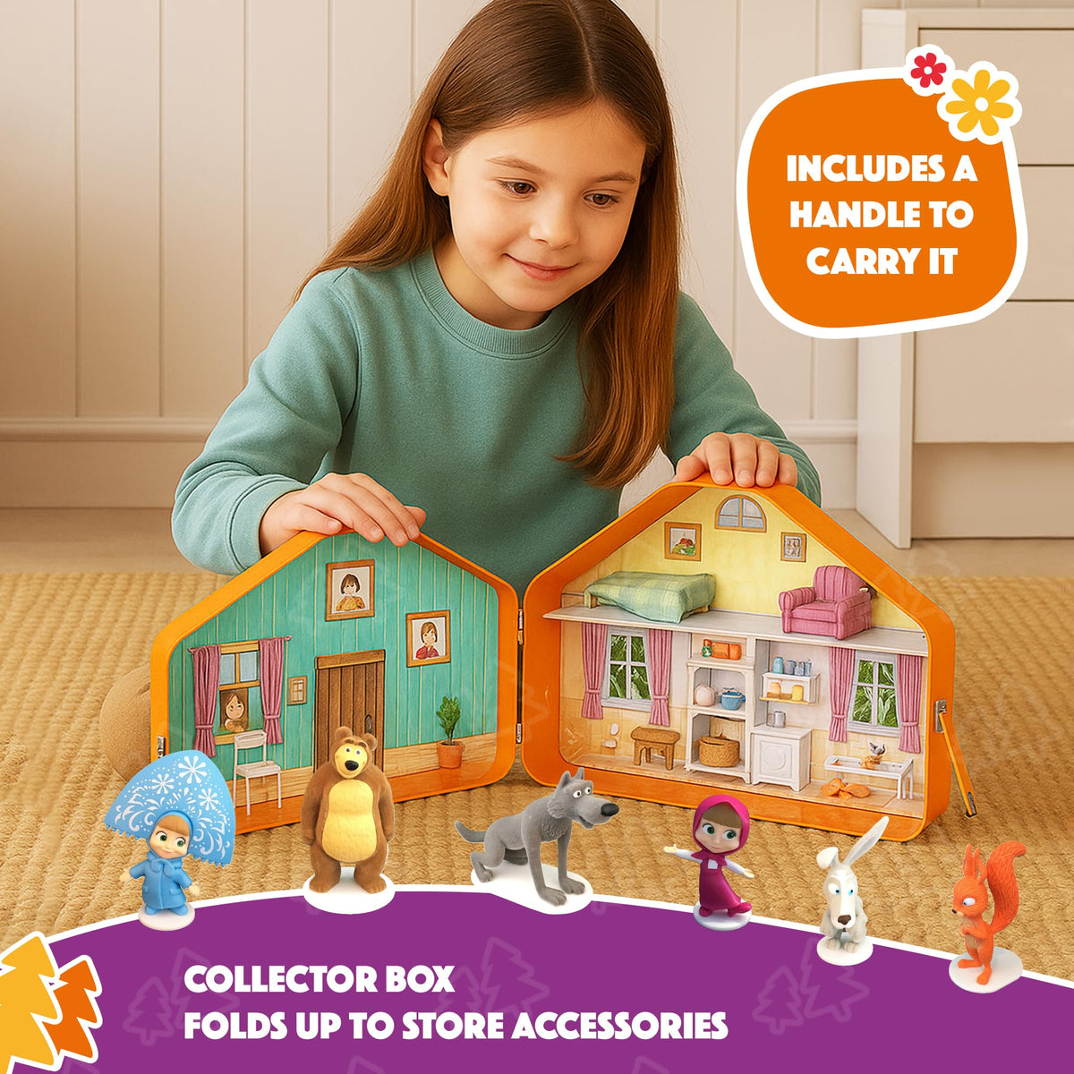 LUPPA Masha and the Bear playset house showcases authentic characters for storytelling adventures.