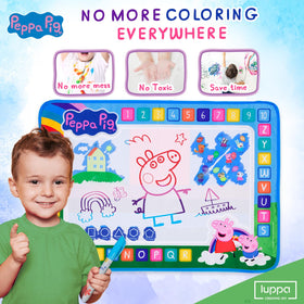 LUPPA Peppa Water Doodle Mat close-up shows spacious drawing area for group play.
