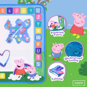 LUPPA Peppa Water Doodle Mat features built-in letters and numbers for early learning.