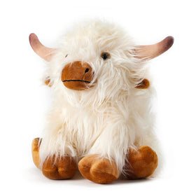 LURKOMEMO white Highland cow plush for microwave heat and cozy warmth