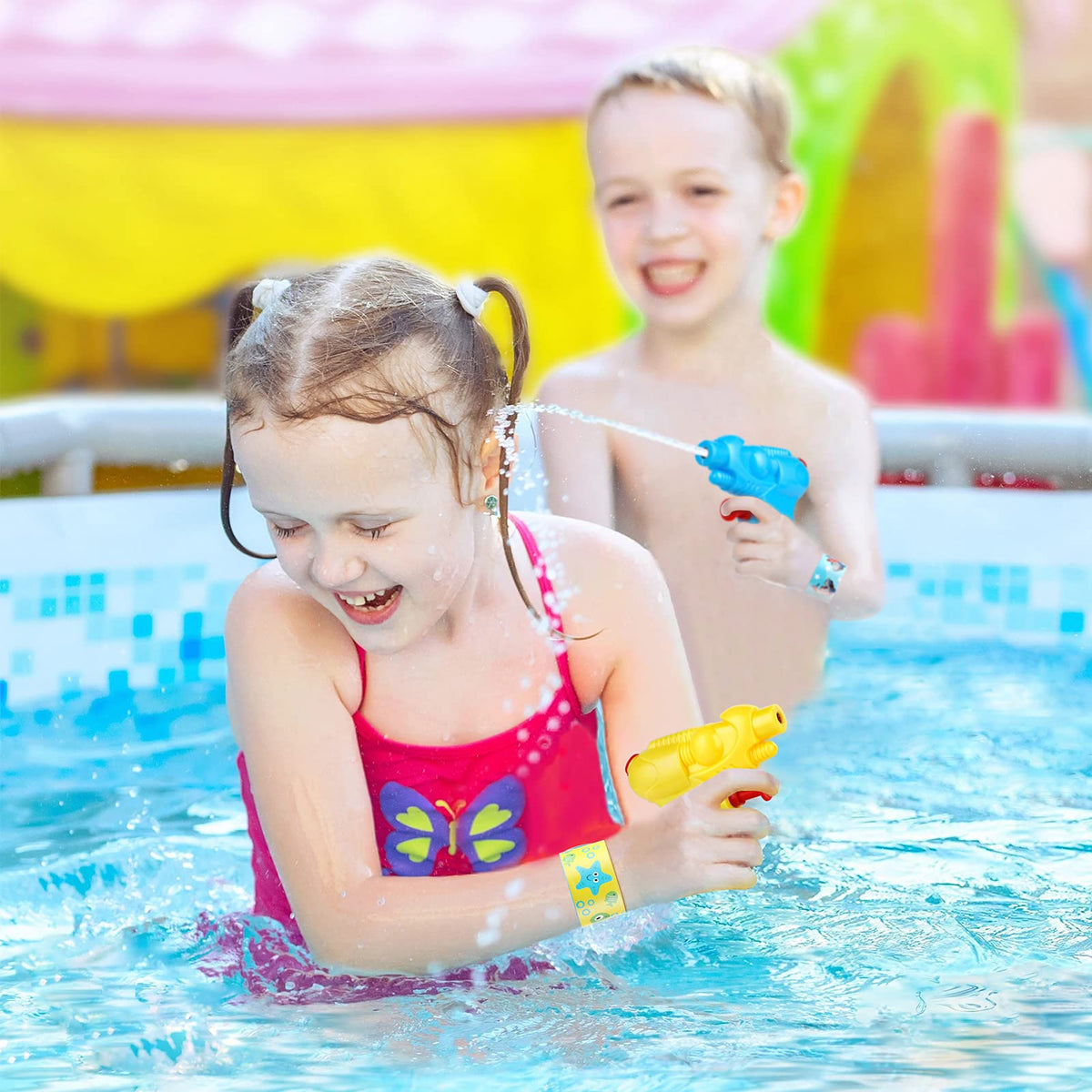 Luucio pool party favors paper treat bags help organize goodies.