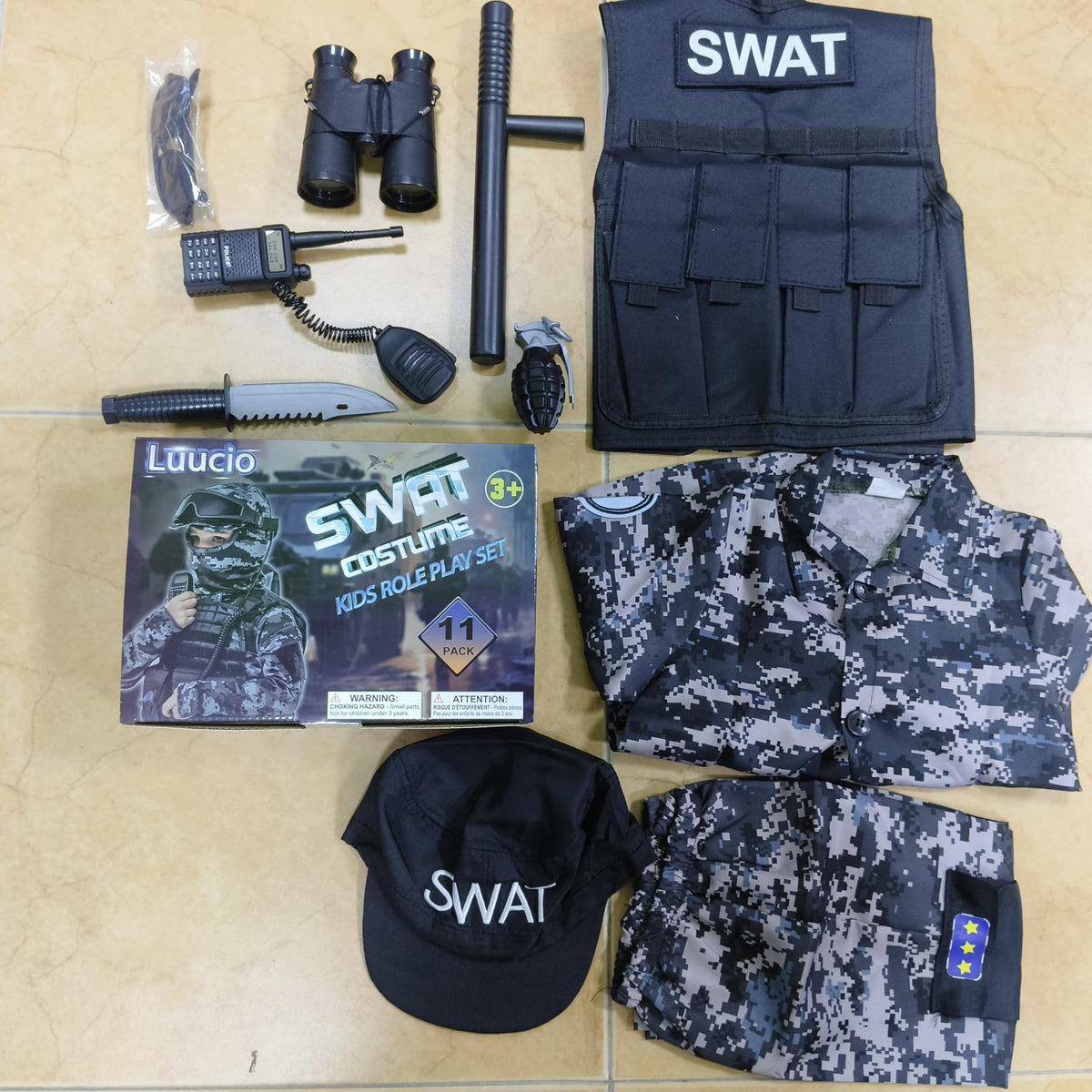 Luucio SWAT costume full set for kids during Halloween.