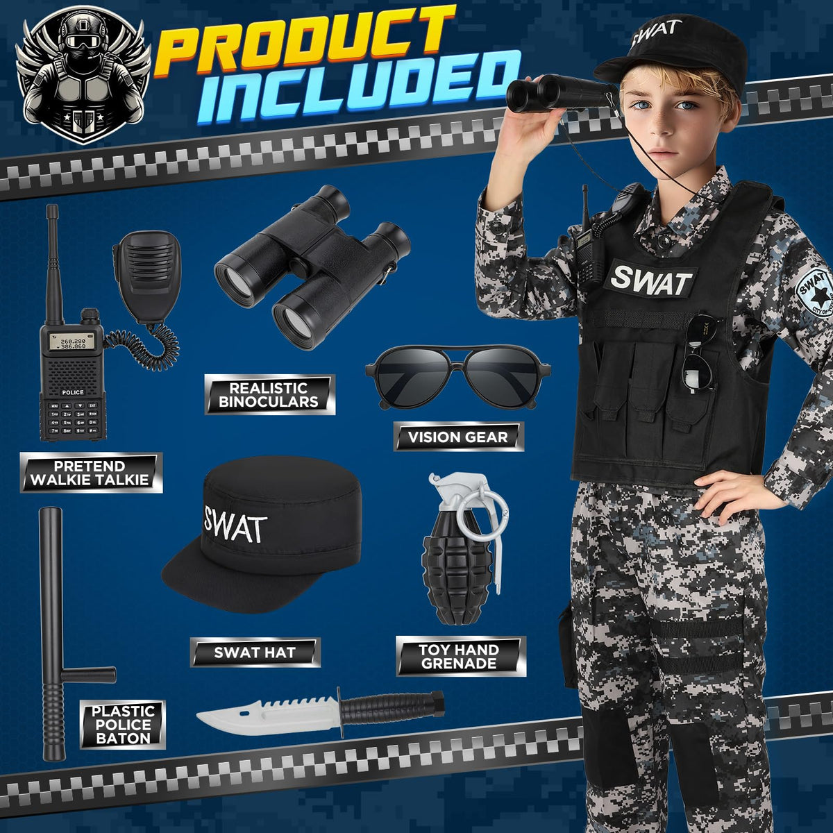 Luucio SWAT pants for kids with knee pads.
