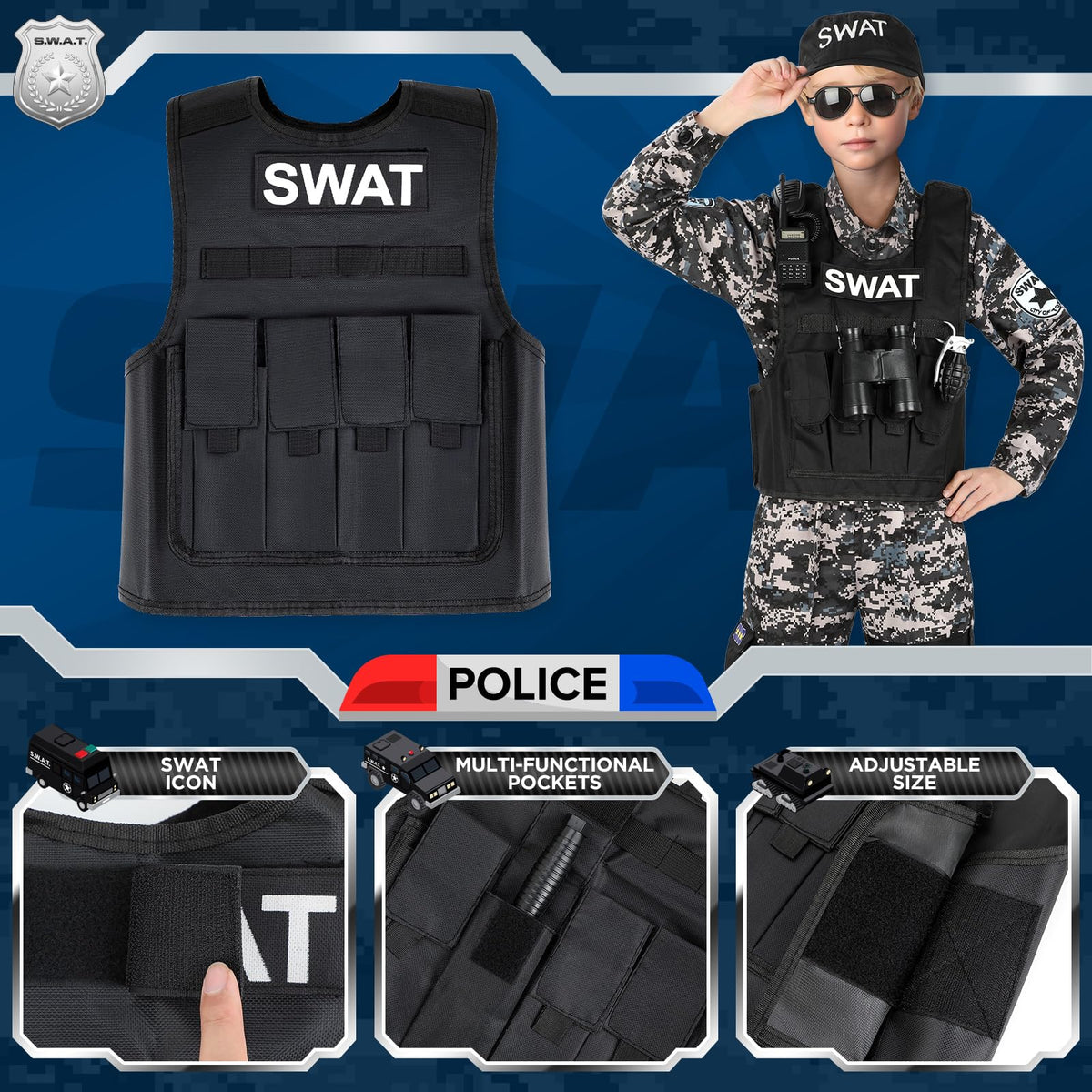 Luucio SWAT shirt for kids with durable fabric.