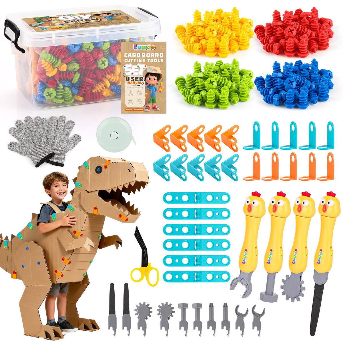 Luucio upgraded cardboard cutter kit with box for creative play and learning