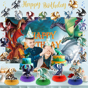 LUUFILx dragon balloons blue complement the black gold motif for photos.