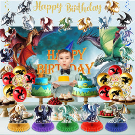 LUUFILx dragon honeycomb topper blue adds a dimensional focal point for the cake area.