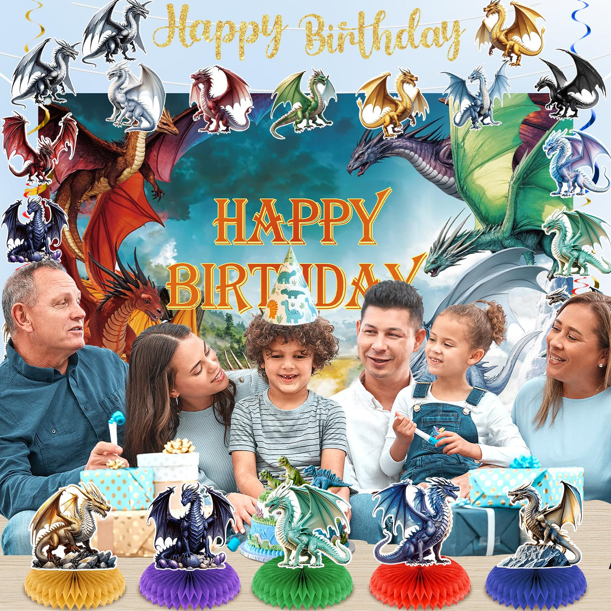 LUUFILx dragon knight hanging swirls blue create motion and festive ambience.