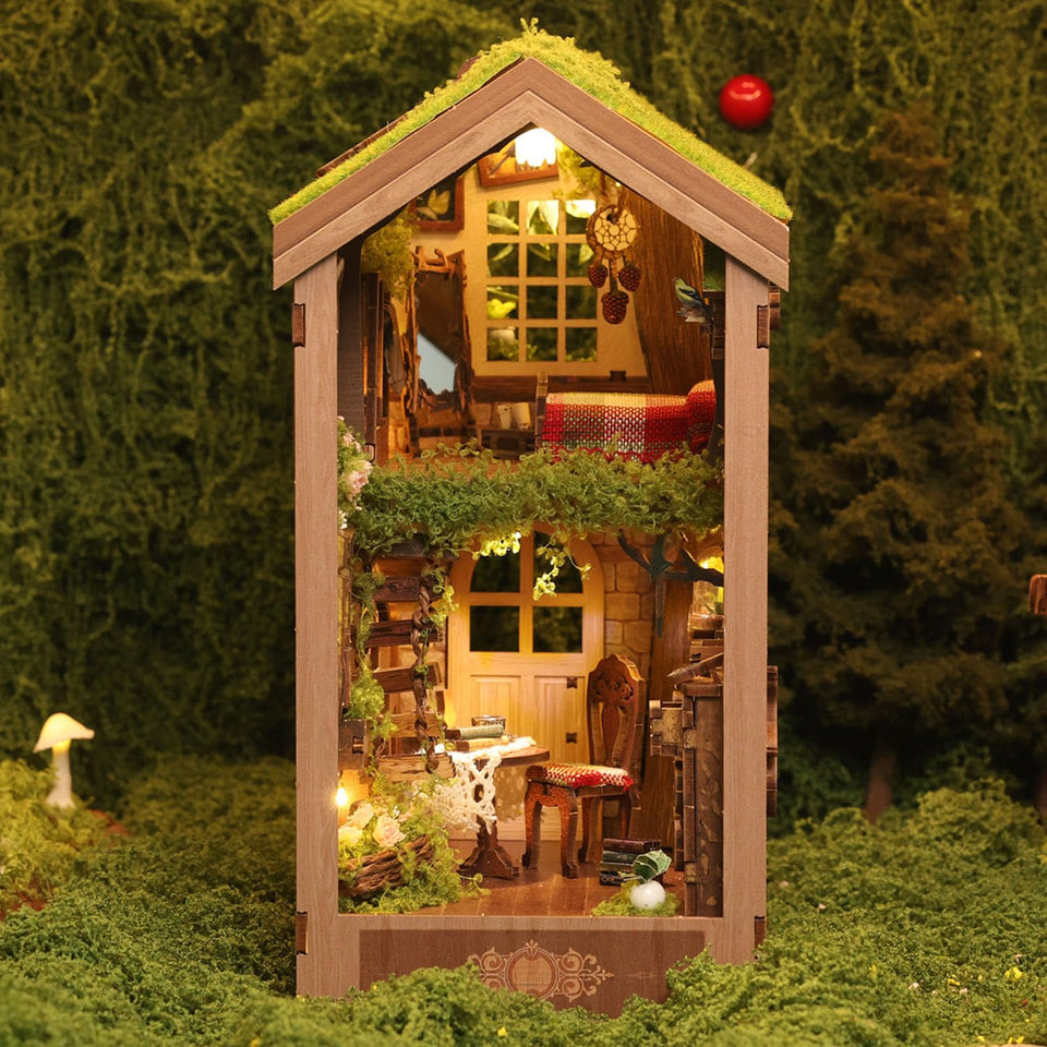 Luuwik secret treehouse booknook with LED table corner creates a cozy reading nook.