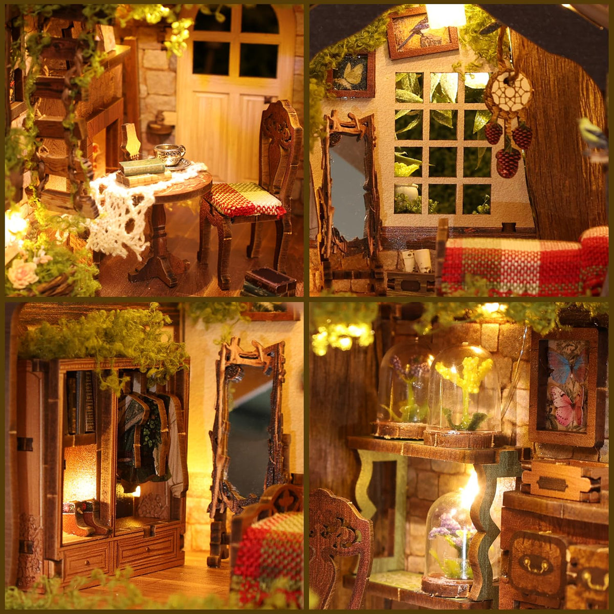 Luuwik wooden booknook shelf insert adds warm garden charm to your bookshelf.