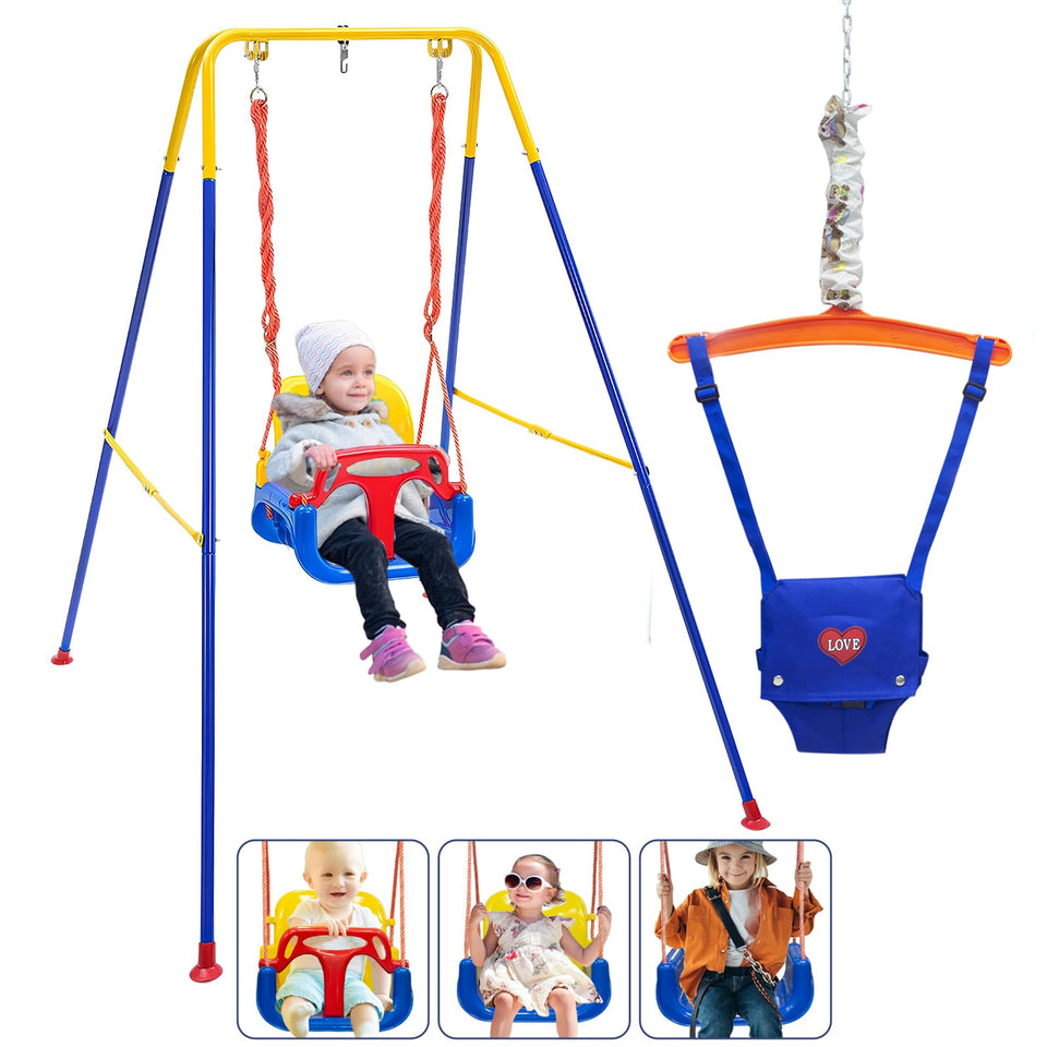 Luxdsgn toddler swing set assembly for backyard safety and easy setup.