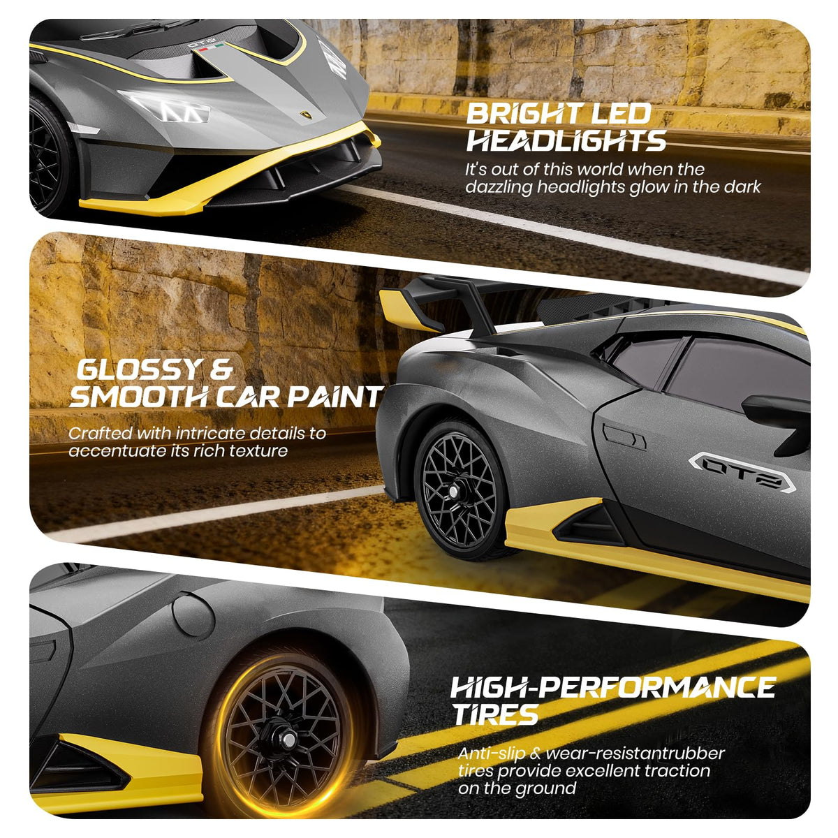 LUXOS RC Lamborghini 1:18 gift-ready packaging and display.