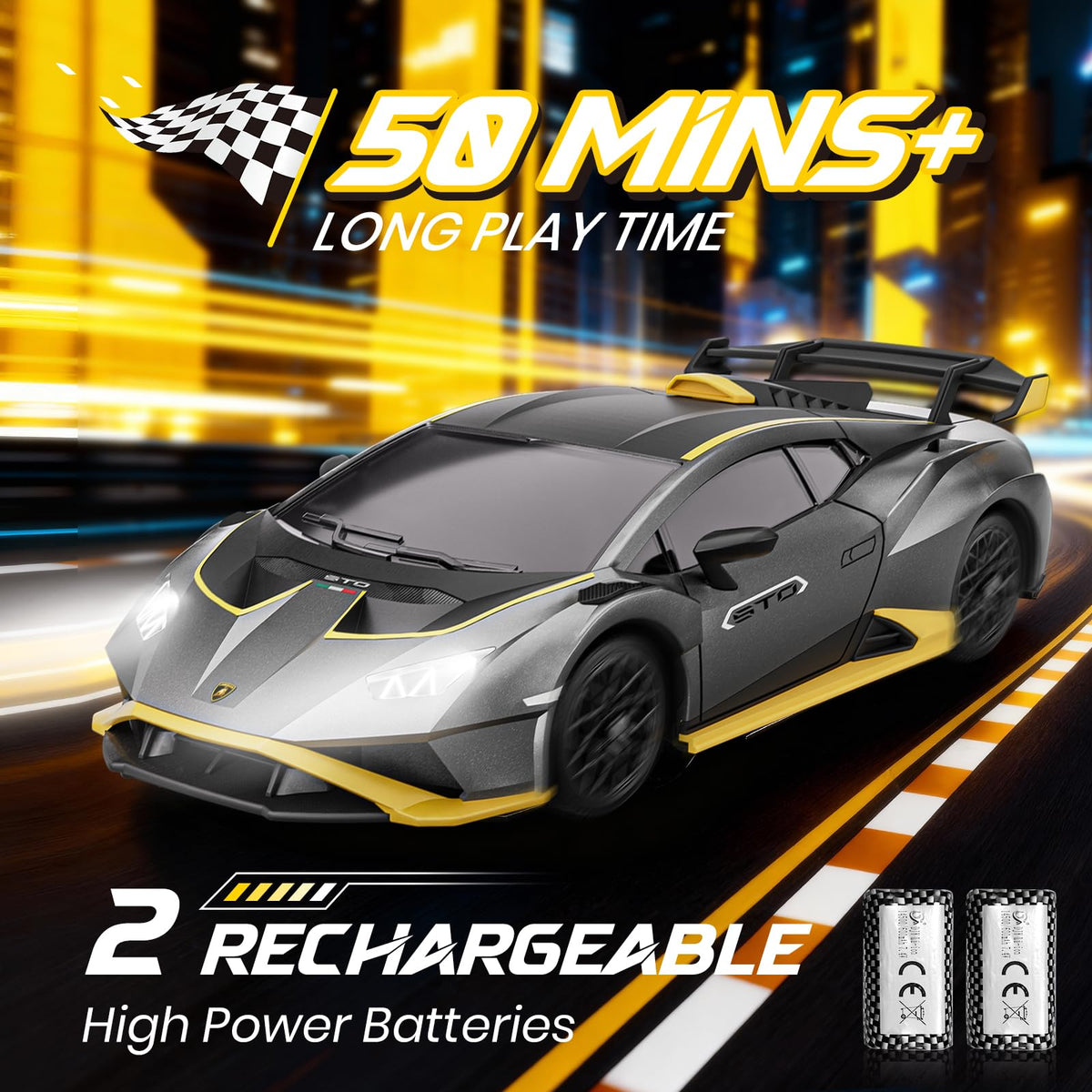 LUXOS RC Lamborghini 1:18 adjustable speed 1-15 km/h for all learners.