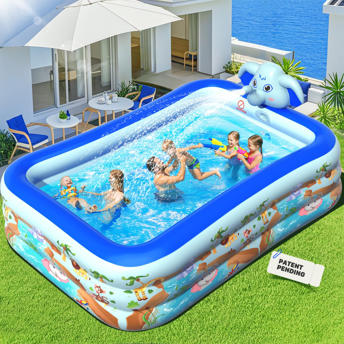 luxpool elephant sprinkler pool for kids' backyard fun