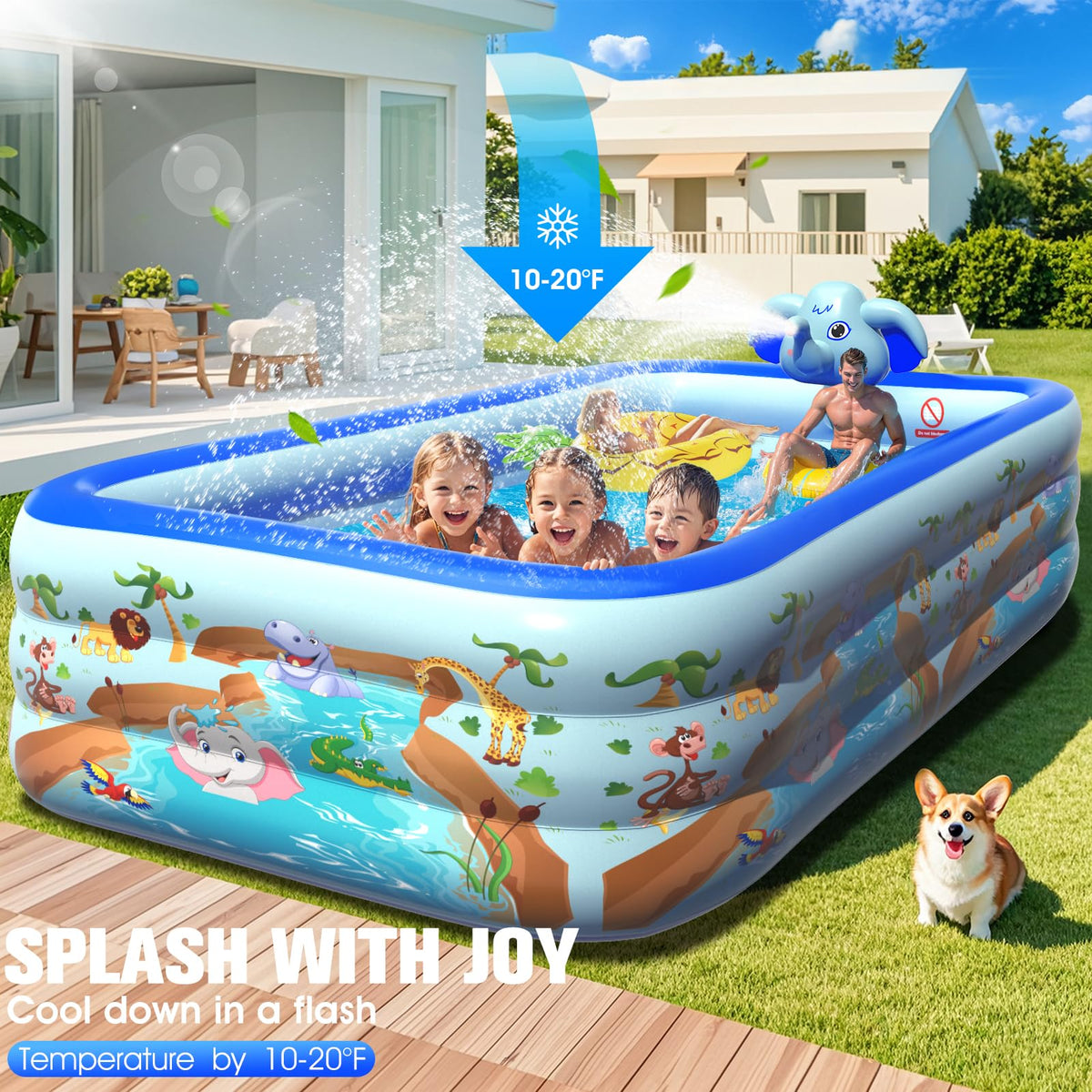 luxpool spacious overflow design maintains safe water level and reduces spills