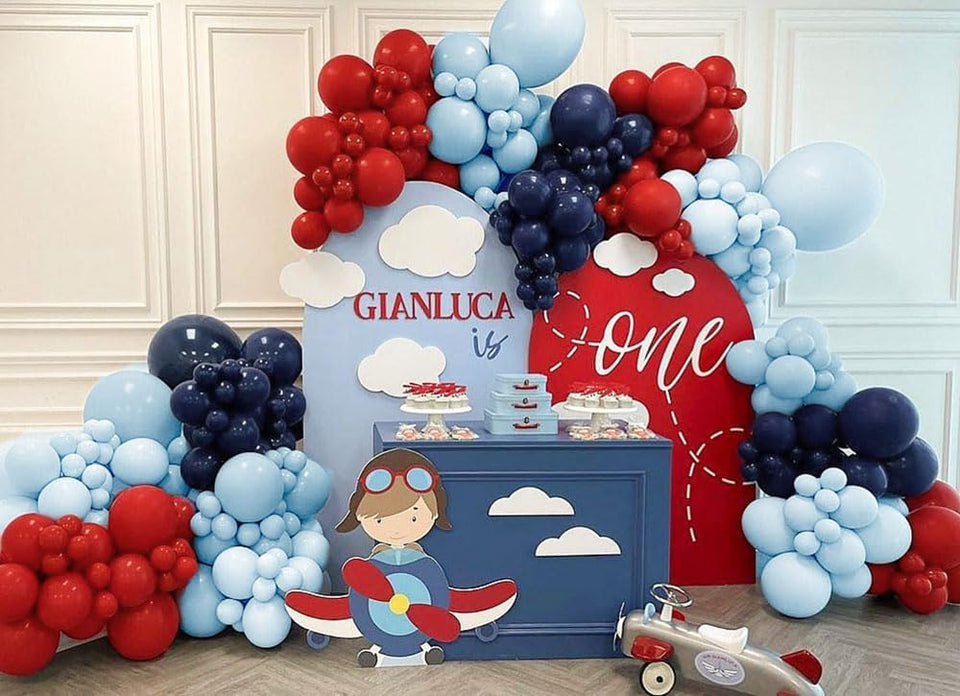 LUXURparty navy blue and red balloon arch kit for elegant party decor