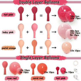 Luxurparty pink-rose arch uses 10-inch balloons for balanced, stylish design.