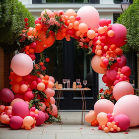 Luxurparty pink and rose balloon arch kit with 18-inch balloons for a stunning entrance.