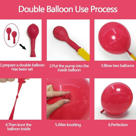 Luxurparty pink-rose arch kit includes 5-inch balloons for detailing and texture.