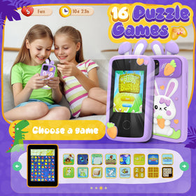 Luyiilo Kids Smart Phone Toy camera feature demonstrates front and back capture