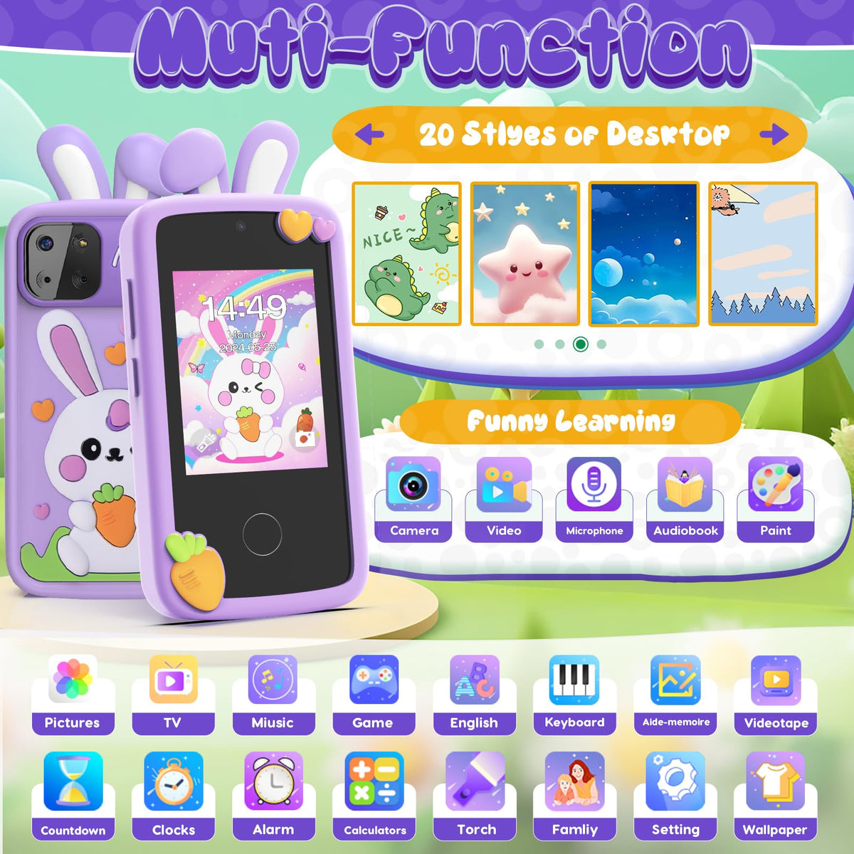Luyiilo Kids Smart Phone Toy side view emphasizes compact, pocket-friendly size