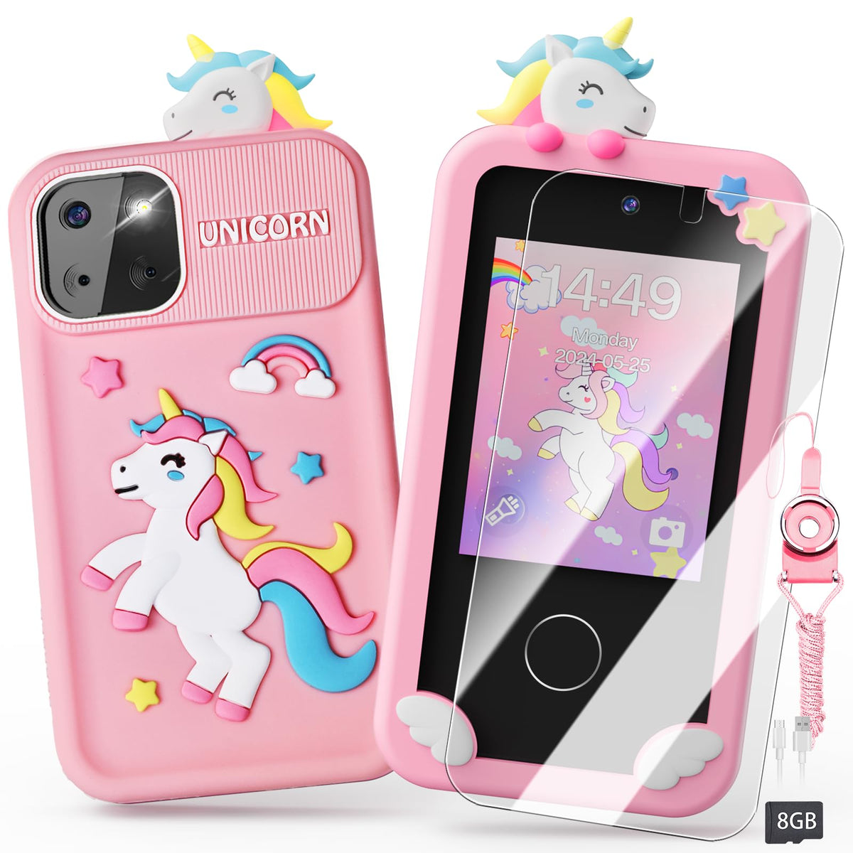 Luyiilo kids smart phone toy unicorn screen for imaginative play