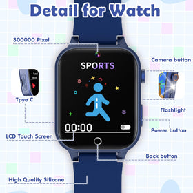 Luyiilo Kids Smart Watch HD display provides crisp visuals for apps and games.