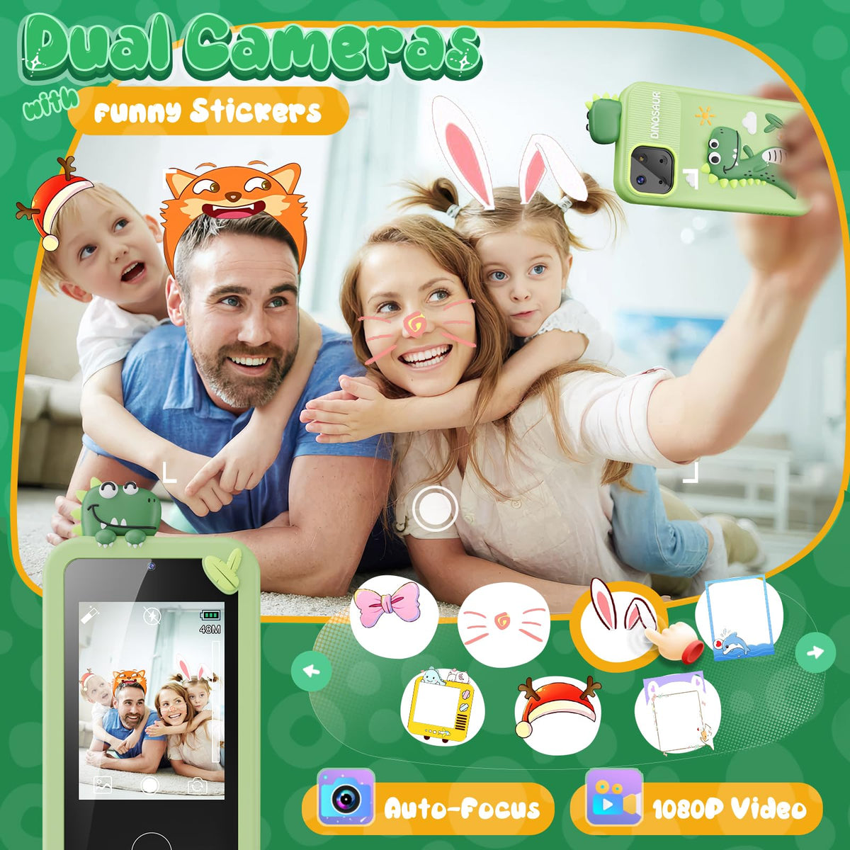 Luyiilo kids smartphone toy 2.8 inch screen for immersive learning.