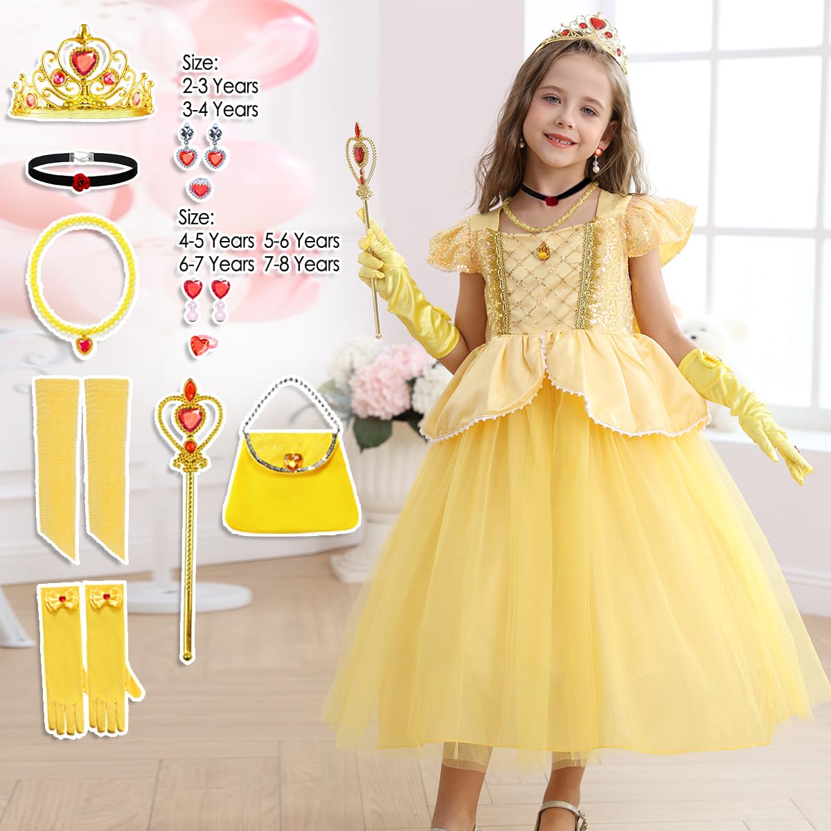 Luzlen Belle crown and necklace sparkling, perfect for birthday celebrations.