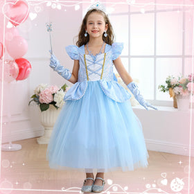 Luzlen Cinderella dress back view, easy back zipper for quick dressing