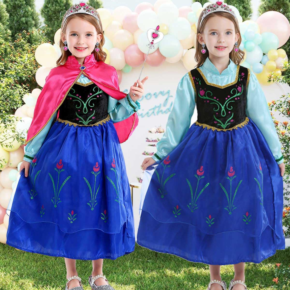 Luzlen detachable rose cape adds elegant flair to the costume.