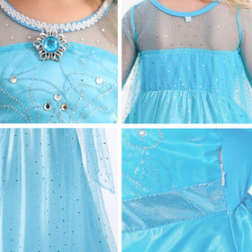 Luzlen Elsa Dress blue wig-ready look with included accessories.