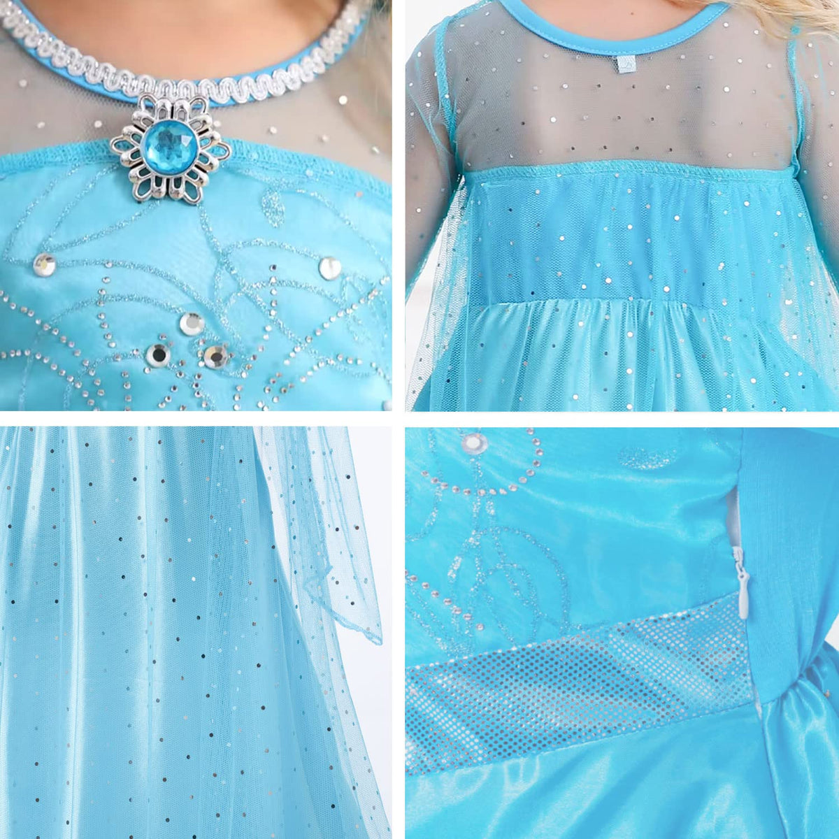 Luzlen Elsa gloves, earrings, and necklace complete the dress-up look