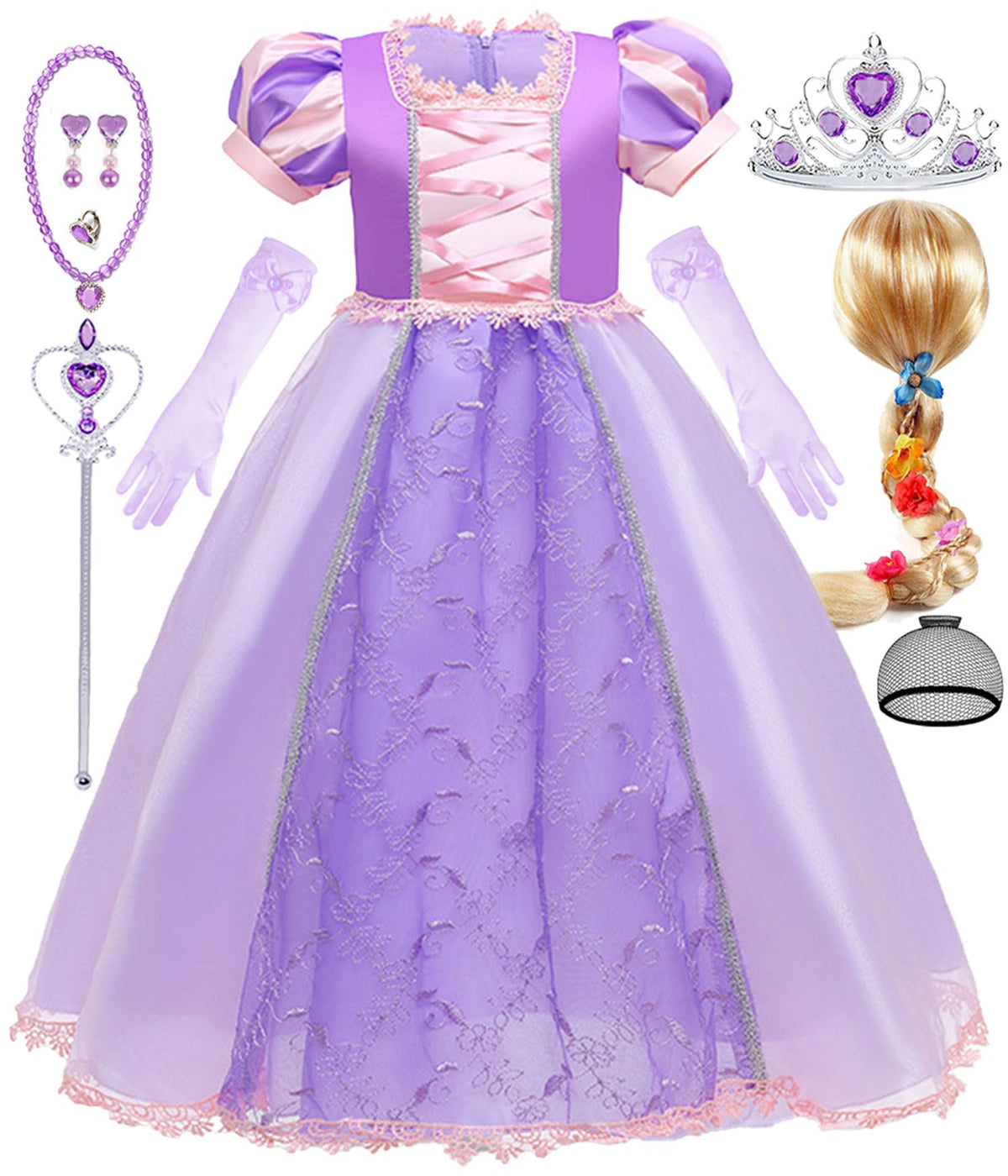 Luzlen Purple Princess dress for girls with soft lining for all-day comfort.