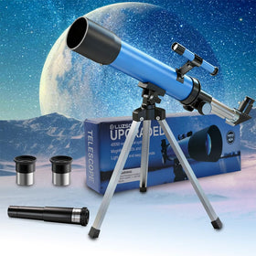 Luzsco kids telescope 50mm reveals Moon craters clearly.