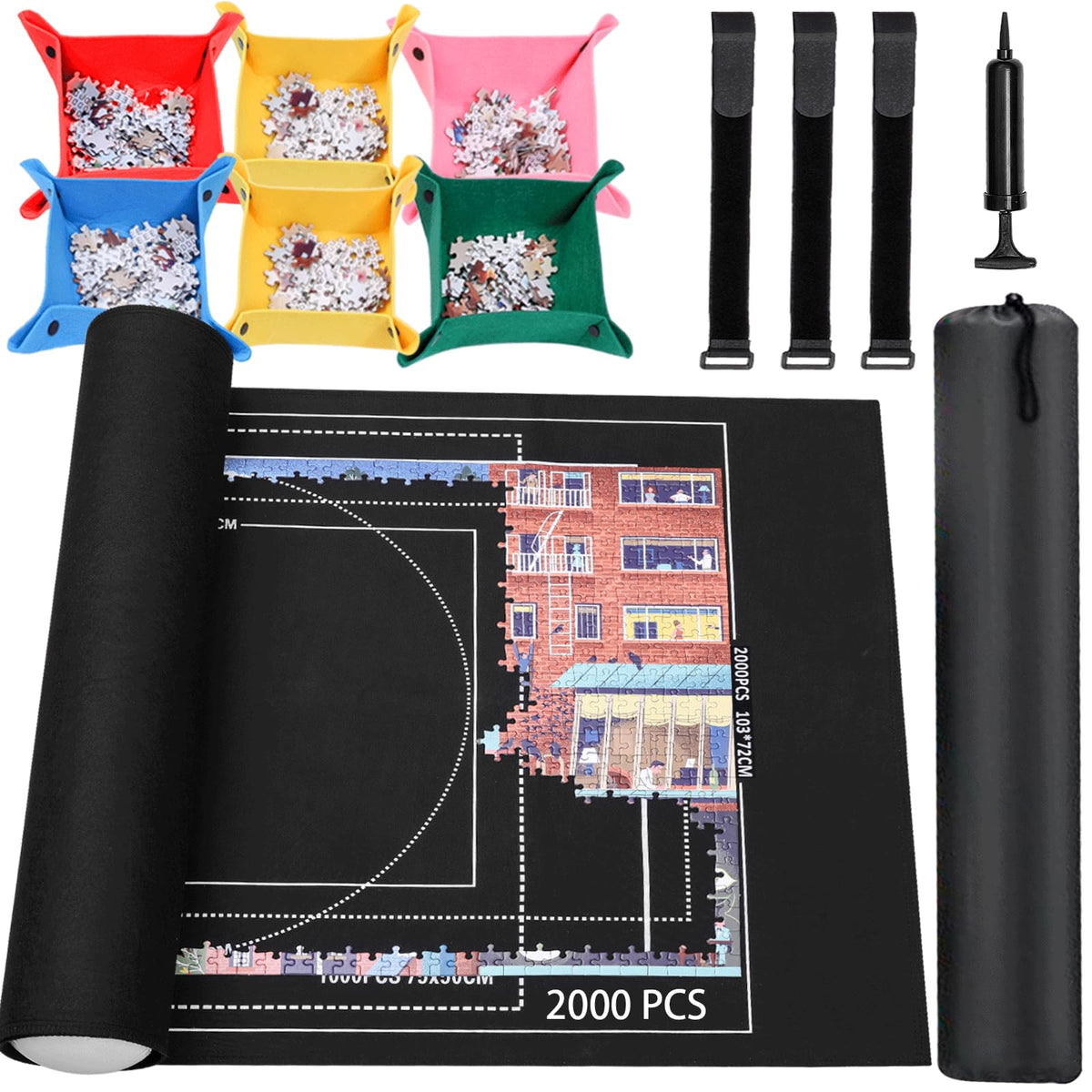 Lwoeo jigsaw mat roll-up top view for easy puzzle setup
