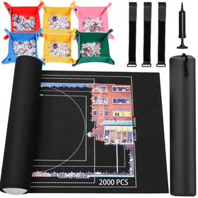 Lwoeo jigsaw mat roll-up top view for easy puzzle setup