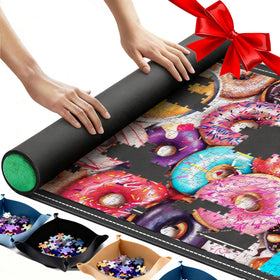 Lwoeo jigsaw puzzle mat rollup compatible with up to 2000-piece puzzles for organized puzzling